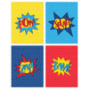 Superhero Nursery Room Wall Art, Comic Book Super Heroes Pow Splat Zap Bam-Set of 4-Andaz Press-