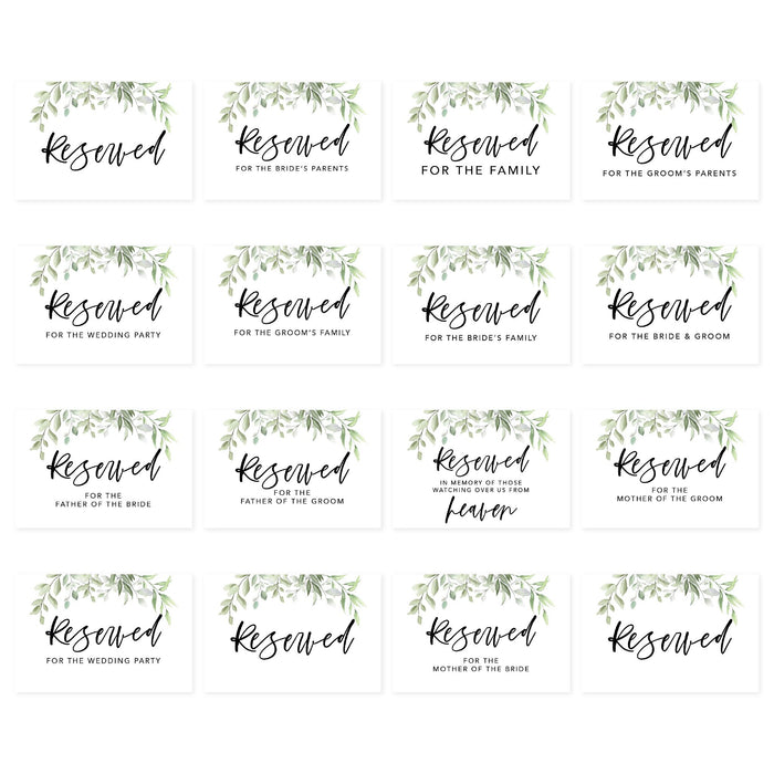 Table Reserved Signs for Wedding Reception, Reserved Family Table Setting Card Signs-Set of 16-Andaz Press-Minimal Modern-