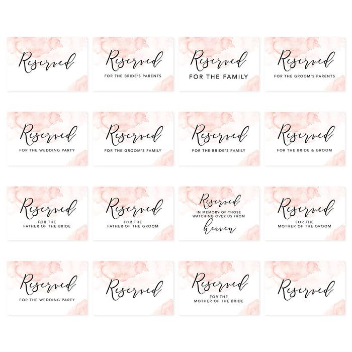 Table Reserved Signs for Wedding Reception, Reserved Family Table Setting Card Signs-Set of 16-Andaz Press-Minimal Modern-