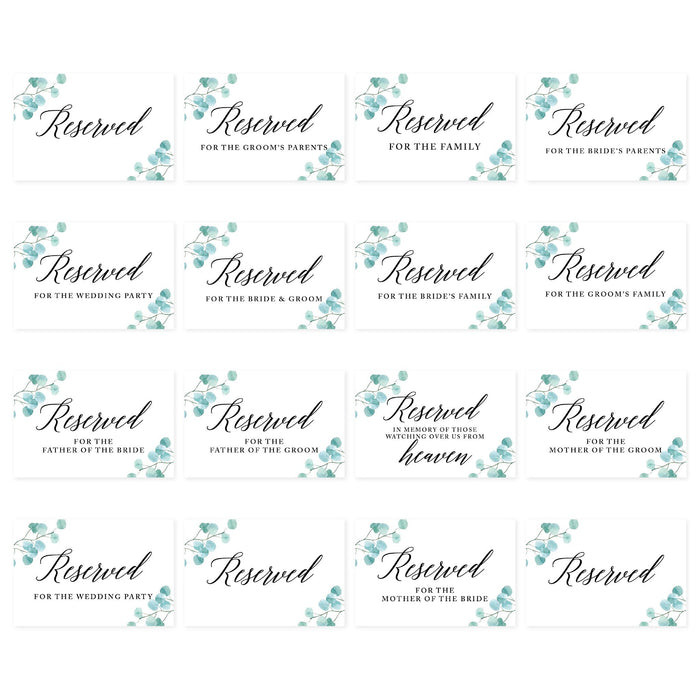 Table Reserved Signs for Wedding Reception, Reserved Family Table Setting Card Signs-Set of 16-Andaz Press-Minimal Modern-