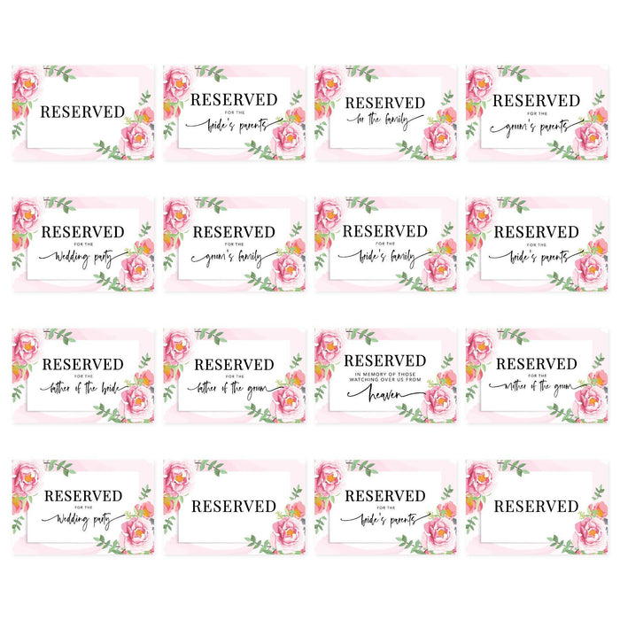 Table Reserved Signs for Wedding Reception, Reserved Family Table Setting Card Signs-Set of 16-Andaz Press-Minimal Modern-