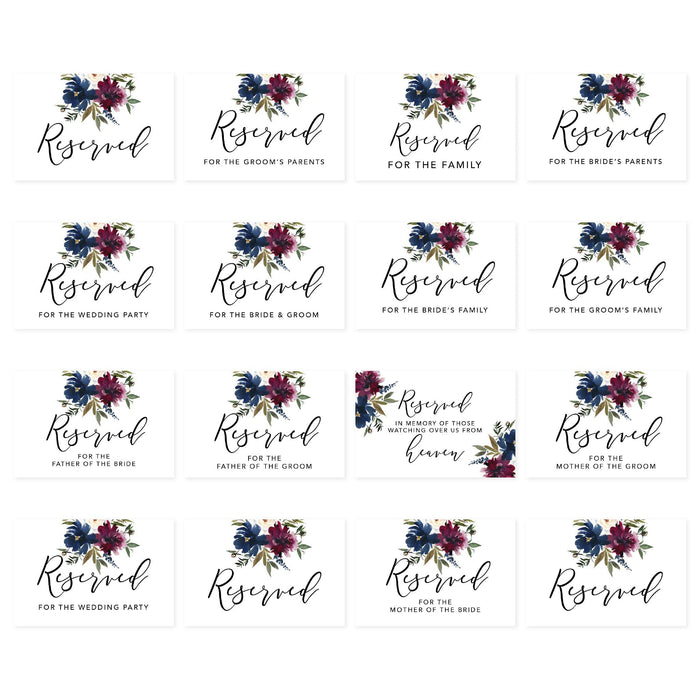 Table Reserved Signs for Wedding Reception, Reserved Family Table Setting Card Signs-Set of 16-Andaz Press-Minimal Modern-