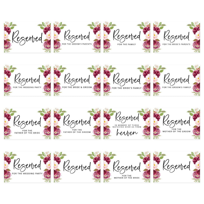 Table Reserved Signs for Wedding Reception, Reserved Family Table Setting Card Signs-Set of 16-Andaz Press-Minimal Modern-
