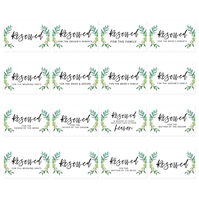 Table Reserved Signs for Wedding Reception, Reserved Family Table Setting Card Signs-Set of 16-Andaz Press-Minimal Modern-