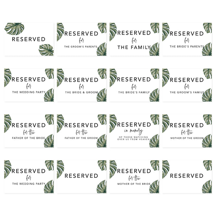 Table Reserved Signs for Wedding Reception, Reserved Family Table Setting Card Signs-Set of 16-Andaz Press-Minimal Modern-