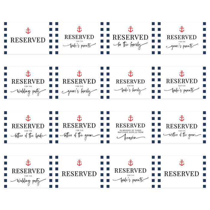 Table Reserved Signs for Wedding Reception, Reserved Family Table Setting Card Signs-Set of 16-Andaz Press-Minimal Modern-