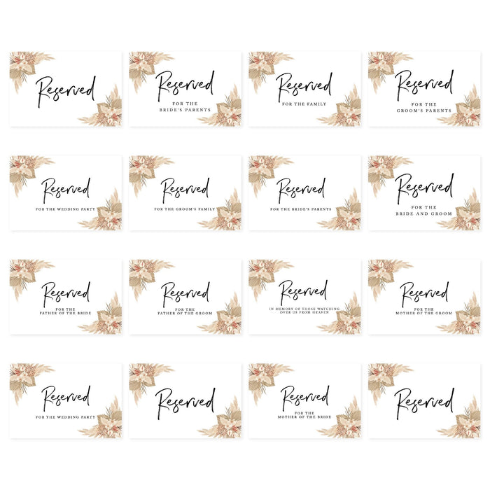 Table Reserved Signs for Wedding Reception, Reserved Family Table Setting Card Signs-Set of 16-Andaz Press-Minimal Modern-