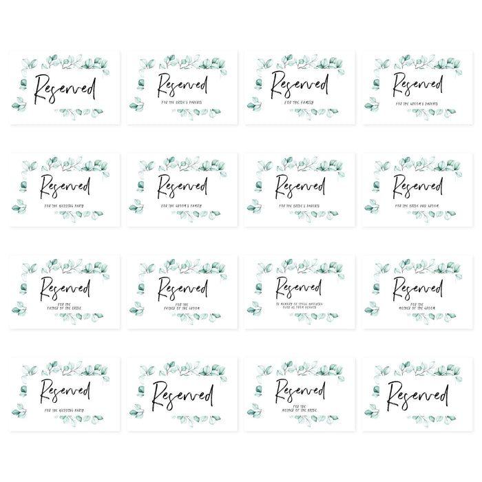 Table Reserved Signs for Wedding Reception, Reserved Family Table Setting Card Signs-Set of 16-Andaz Press-Watercolor Greenery-