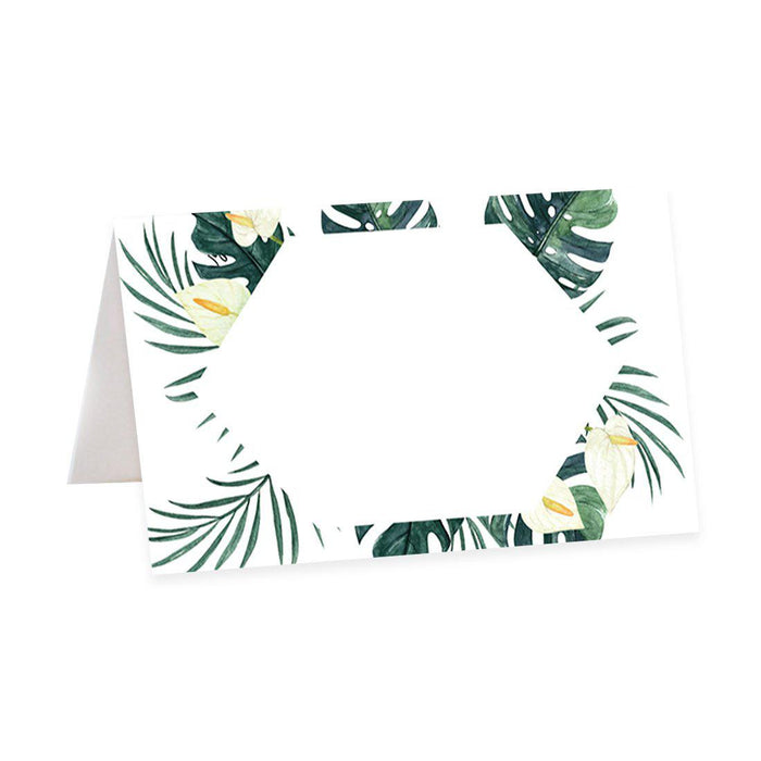 Table Tent Place Cards for Wedding Party Tables, Seating Name Place Cards, Design 1-Set of 56-Andaz Press-Tropical Geometric Monstera Palms-
