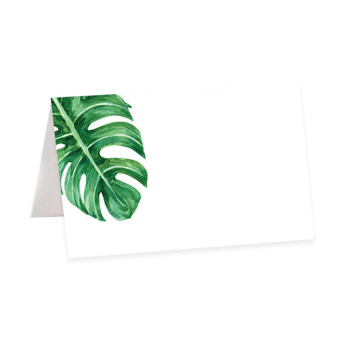Table Tent Place Cards for Wedding Party Tables, Seating Name Place Cards, Design 1-Set of 56-Andaz Press-Tropical Monstera Leaf-