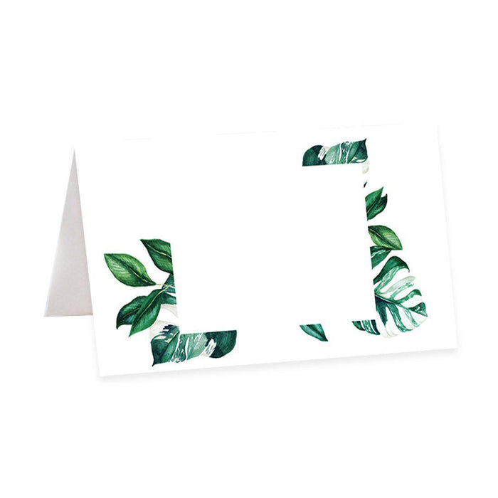 Table Tent Place Cards for Wedding Party Tables, Seating Name Place Cards, Design 1-Set of 56-Andaz Press-Tropical Monstera Leaves-