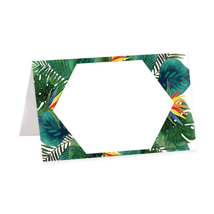 Table Tent Place Cards for Wedding Party Tables, Seating Name Place Cards, Design 1-Set of 56-Andaz Press-Tropical Palm Leaves-