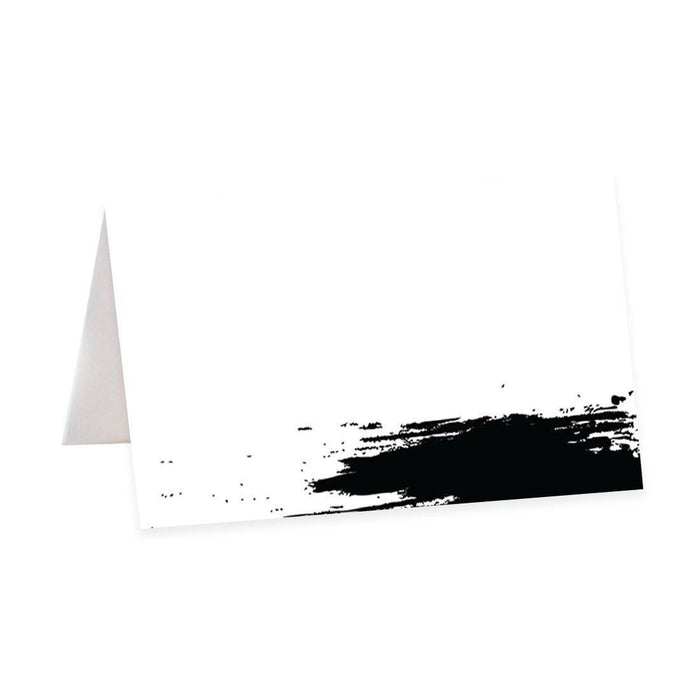 Table Tent Place Cards for Wedding Party Tables, Seating Name Place Cards, Design 2-Set of 56-Andaz Press-Black Brushstroke-