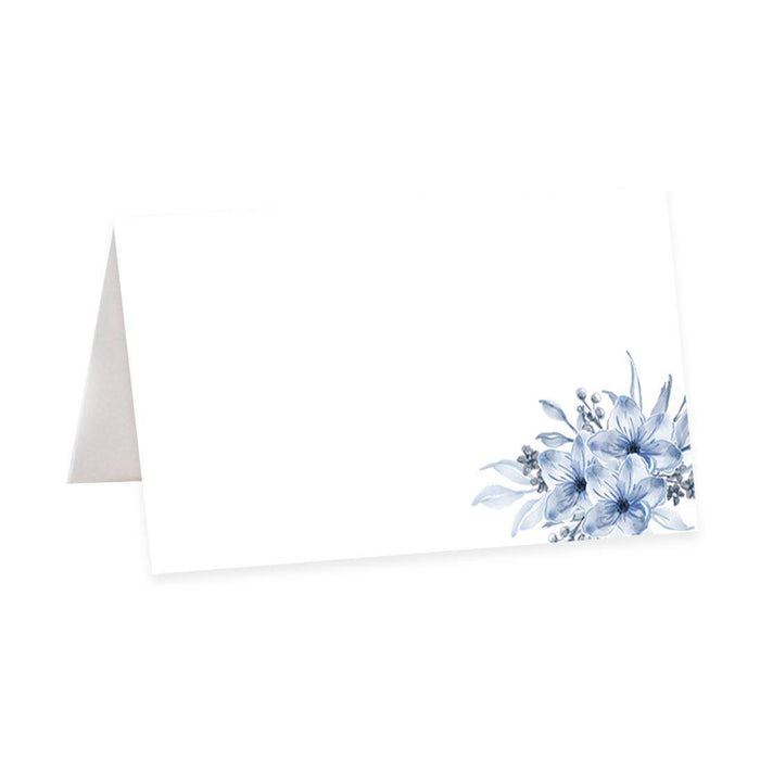 Table Tent Place Cards for Wedding Party Tables, Seating Name Place Cards, Design 2-Set of 56-Andaz Press-Dusty Blue Florals-