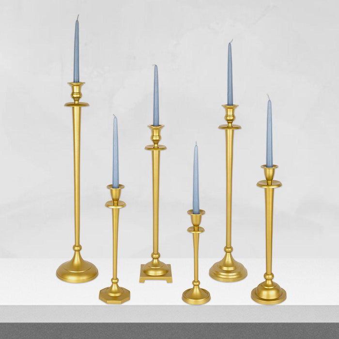 Tall Mismatched Taper Candlestick Holders for Centerpiece Table Decorative for Home, Wedding, Events-Set of 6-Koyal Wholesale-Gold-