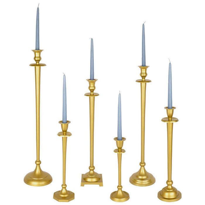 Tall Mismatched Taper Candlestick Holders for Centerpiece Table Decorative for Home, Wedding, Events-Set of 6-Koyal Wholesale-Gold-