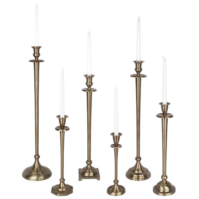 Tall Mismatched Taper Candlestick Holders for Centerpiece Table Decorative for Home, Wedding, Events-Set of 6-Koyal Wholesale-Gold-