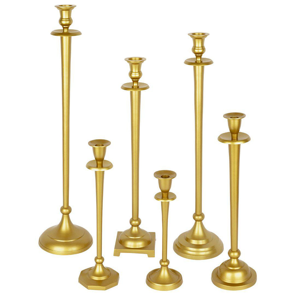 Tall Mismatched Taper Candlestick Holders for Centerpiece Table Decorative for Home, Wedding, Events-Set of 6-Koyal Wholesale-Gold-