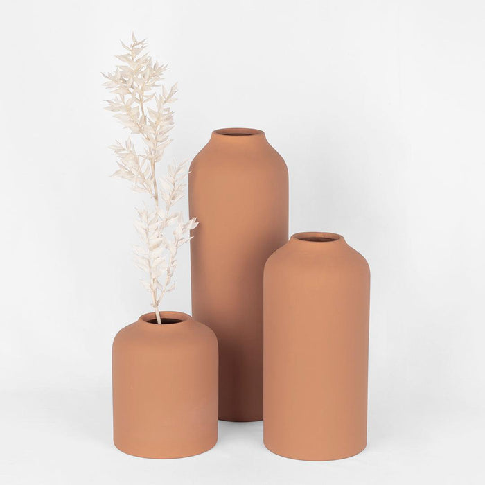 Tall Modern Minimalist Ceramic Vases-Set of 3-Koyal Wholesale-Terracotta-