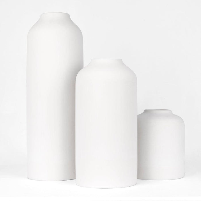 Tall Modern Minimalist Ceramic Vases-Set of 3-Koyal Wholesale-Matte White-