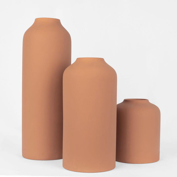 Tall Modern Minimalist Ceramic Vases-Set of 3-Koyal Wholesale-Terracotta-