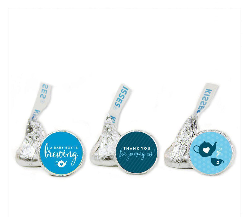 Tea Party Boy Baby Shower Hershey's Kiss Favor Labels-Set of 216-Andaz Press-Party-