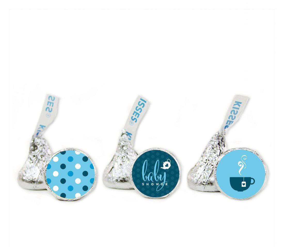 Tea Party Boy Baby Shower Hershey's Kiss Favor Labels-Set of 216-Andaz Press-Party-