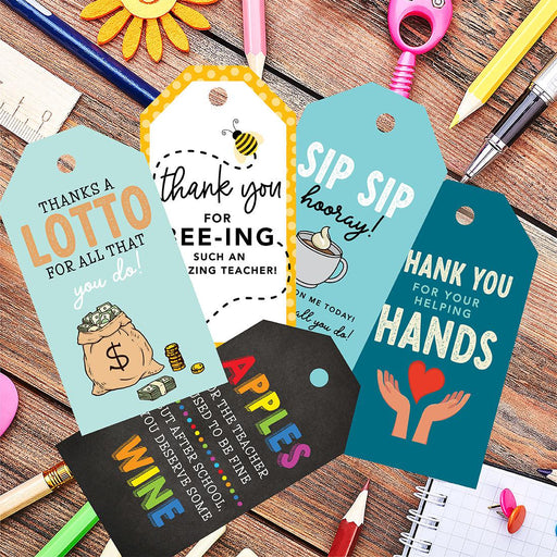 Teacher Appreciation Classic Gift Tags With String, 2" x 3.75"-Set of 20-Andaz Press-Teacher Appreciation-