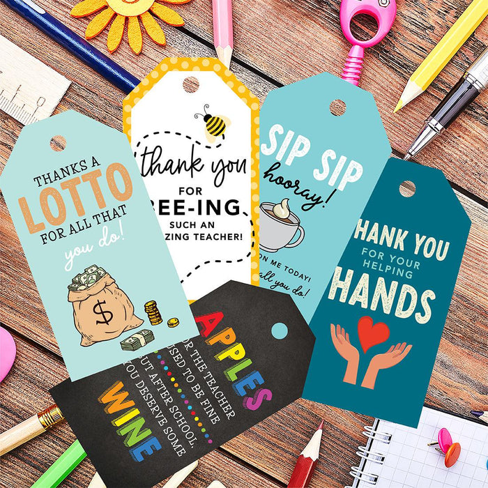 Teacher Appreciation Classic Gift Tags With String, 2" x 3.75"-Set of 20-Andaz Press-Teacher Appreciation-