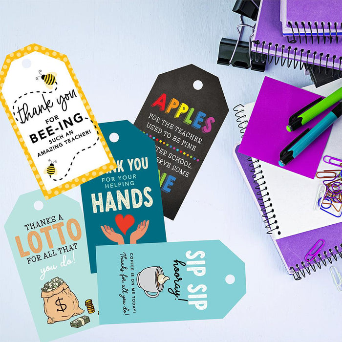 Teacher Appreciation Classic Gift Tags With String, 2" x 3.75"-Set of 20-Andaz Press-Teacher Appreciation-
