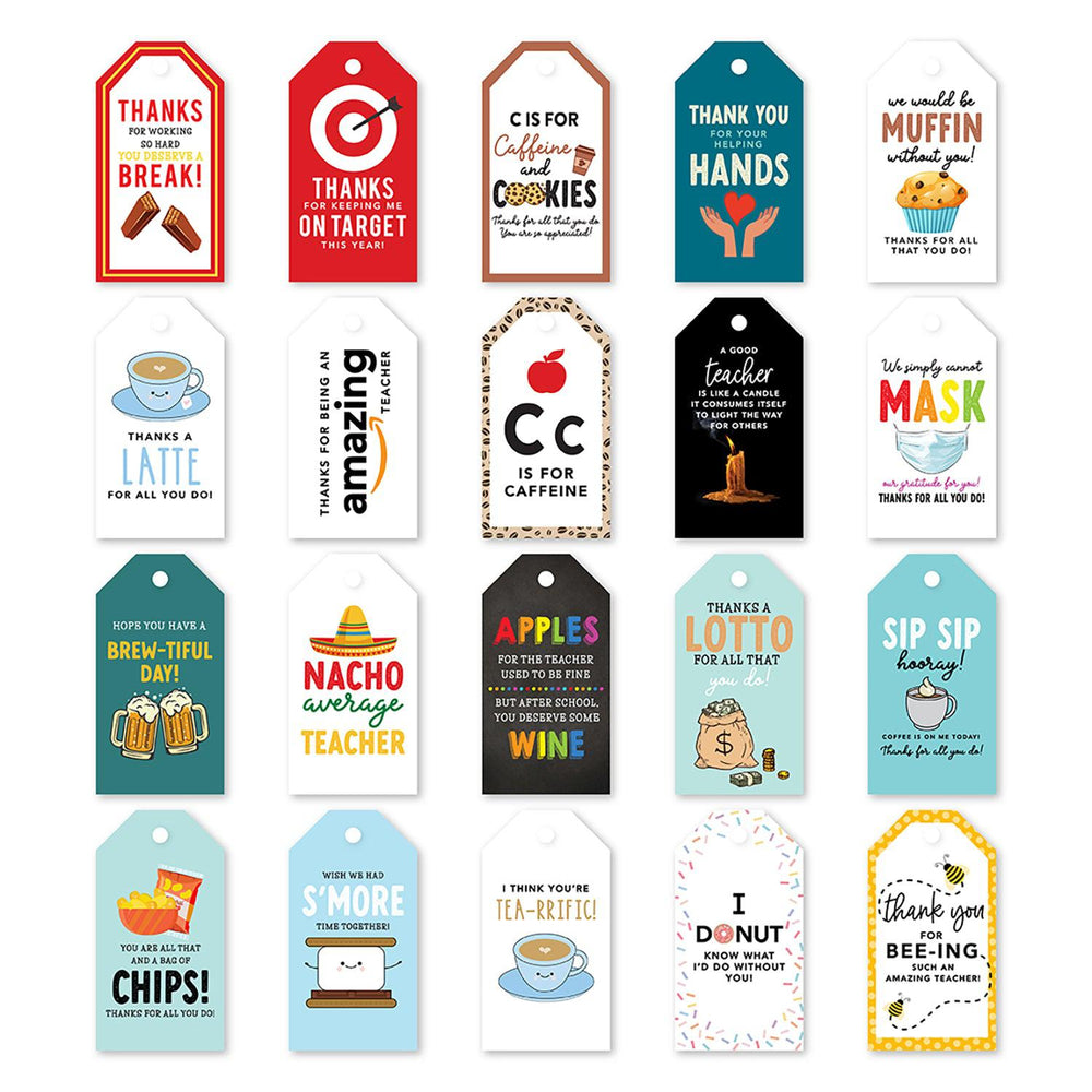 Teacher Appreciation Classic Gift Tags With String, 2" x 3.75"-Set of 20-Andaz Press-Teacher Appreciation-