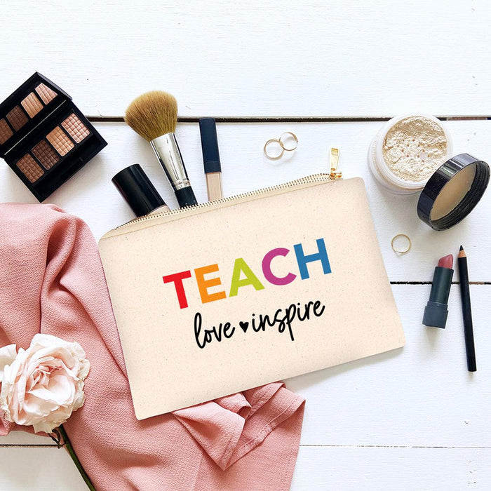 Teacher Appreciation Cosmetic Bags - Aesthetic Bag for Teacher Supplies, 4 Designs Available-Set of 1-Andaz Press-Boho Teacher-