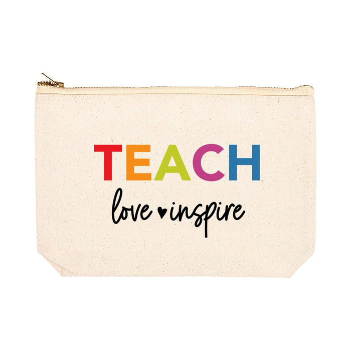 Teacher Appreciation Cosmetic Bags - Aesthetic Bag for Teacher Supplies, 4 Designs Available-Set of 1-Andaz Press-Teach Love Inspire-