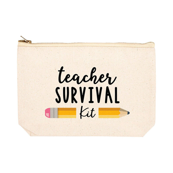 Teacher Appreciation Cosmetic Bags - Aesthetic Bag for Teacher Supplies, 4 Designs Available-Set of 1-Andaz Press-Teacher Survival Kit-