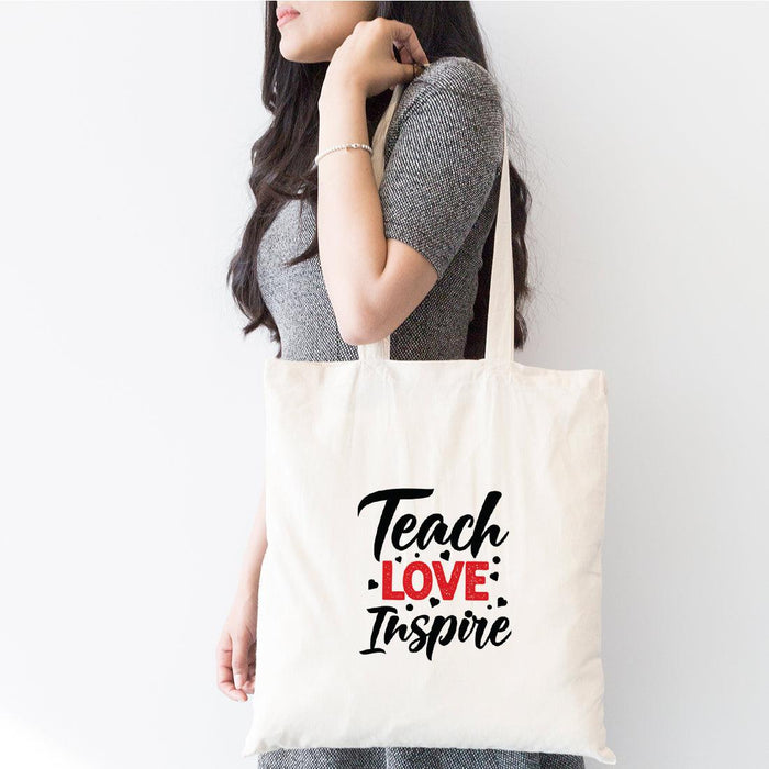 Teacher Appreciation Tote Bags Cute Boho Teacher Tote Bag, Best Teacher Gifts-Set of 1-Andaz Press-Teach Love Inspire-