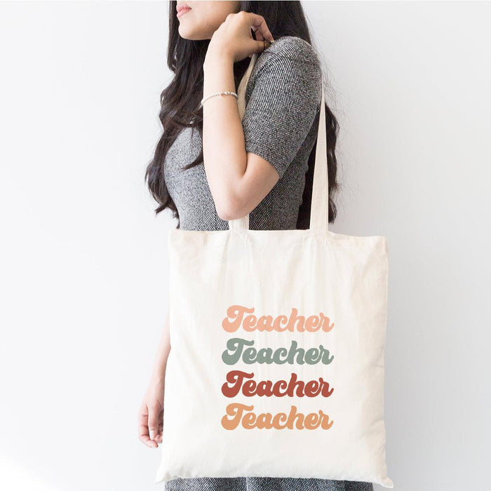 Teacher Appreciation Tote Bags Cute Boho Teacher Tote Bag, Best Teacher Gifts-Set of 1-Andaz Press-Teach Love Inspire-