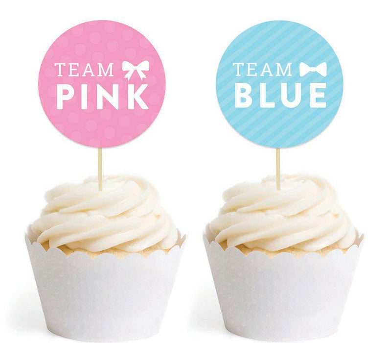 Team Pink/Blue Gender Reveal Baby Shower Cupcake Toppers DIY Kit-Set of 20-Andaz Press-