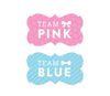 Team Pink/Blue Gender Reveal Baby Shower Fancy Frame Favor Labels-Set of 36-Andaz Press-
