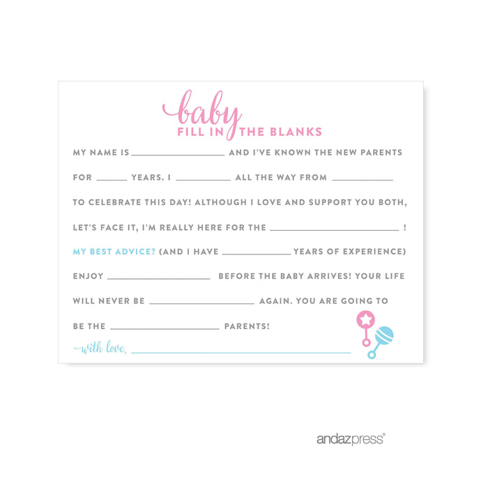 Team Pink/Blue Gender Reveal Baby Shower Games & Fun Activities-Set of 1-Andaz Press-Diaper Thoughts-