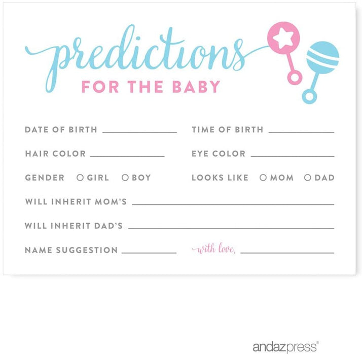 Team Pink/Blue Gender Reveal Baby Shower Games & Fun Activities-Set of 1-Andaz Press-Predictions For Baby-