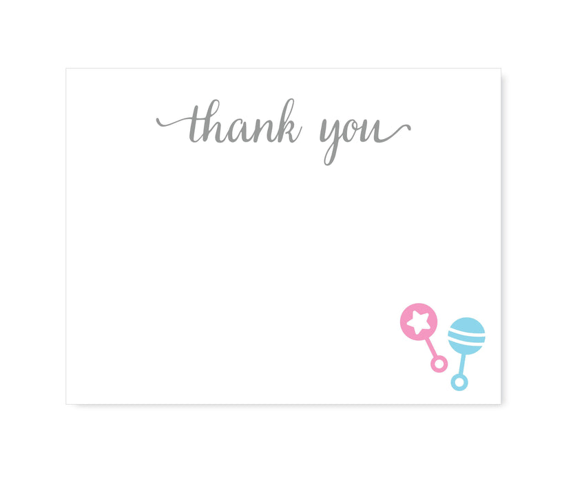 Team Pink/Blue Gender Reveal Baby Shower Party Blank Invitations & Thank Yous-Set of 20-Andaz Press-Thank Yous-