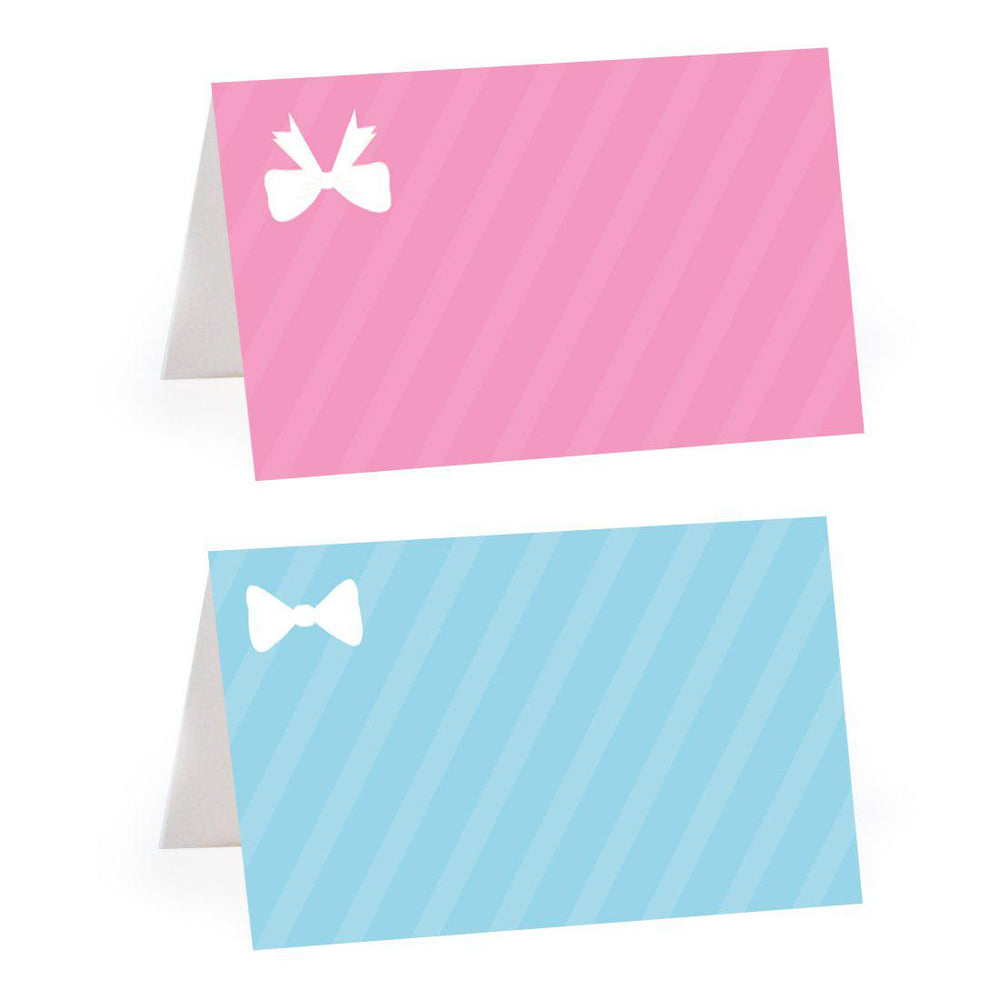 Team Pink/Blue Gender Reveal Baby Shower Party Table Tent Place Cards-Set of 20-Andaz Press-