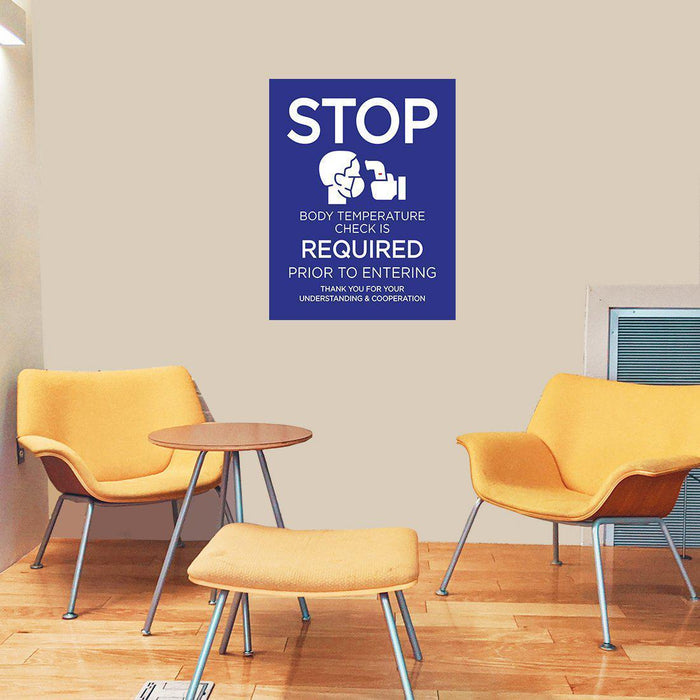 Temperature Check Stop, Rectangle Covid Business Signs Vinyl Sticker Decals-Set of 10-Andaz Press-Body Temperature-