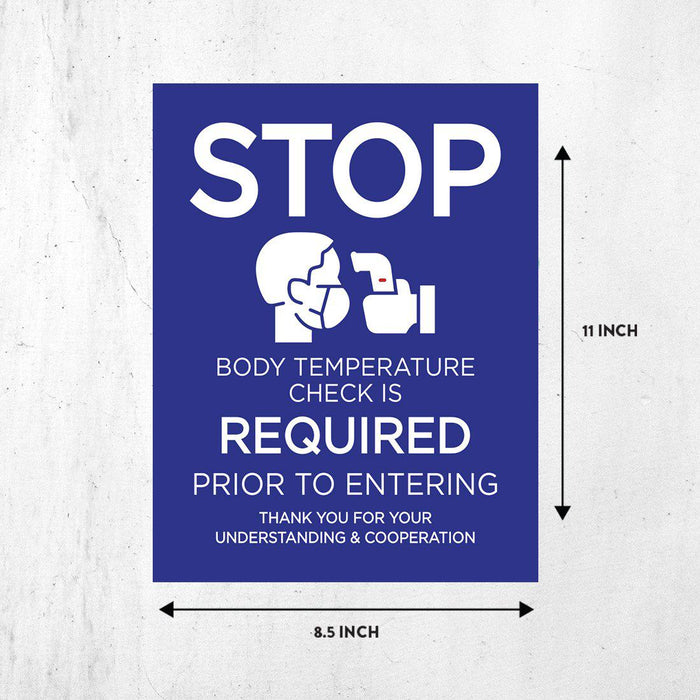 Temperature Check Stop, Rectangle Covid Business Signs Vinyl Sticker Decals-Set of 10-Andaz Press-Body Temperature-