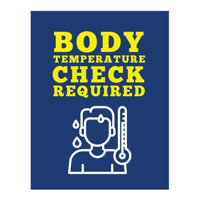 Temperature Check Stop, Rectangle Covid Business Signs Vinyl Sticker Decals-Set of 10-Andaz Press-Body Temperature Check Required-
