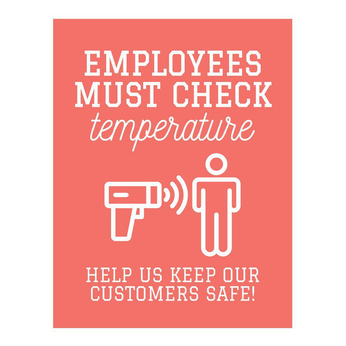 Temperature Check Stop, Rectangle Covid Business Signs Vinyl Sticker Decals-Set of 10-Andaz Press-Employees Must Check Temperature 1-