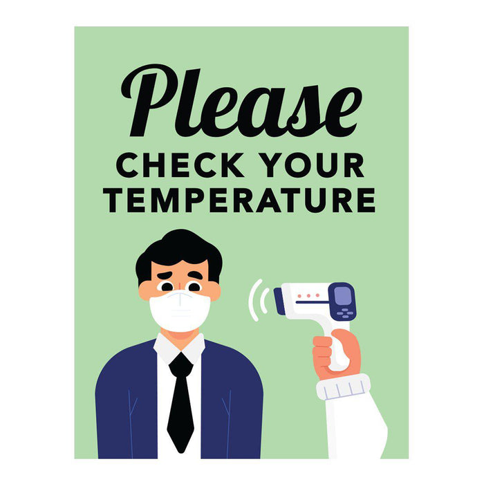Temperature Check Stop, Rectangle Covid Business Signs Vinyl Sticker Decals-Set of 10-Andaz Press-Please Check Your Temperature-
