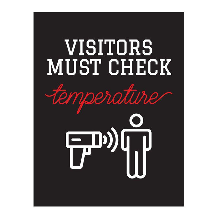 Temperature Check Stop, Rectangle Covid Business Signs Vinyl Sticker Decals-Set of 10-Andaz Press-Visitors Must Check Temperature-