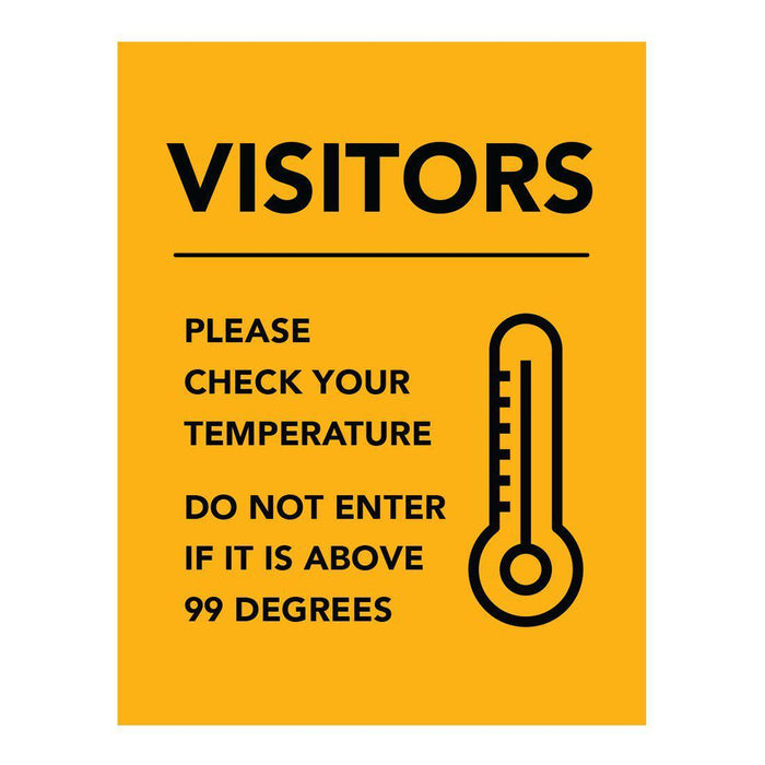 Temperature Check Stop, Rectangle Covid Business Signs Vinyl Sticker Decals-Set of 10-Andaz Press-Visitors Please Check Your Temperature-