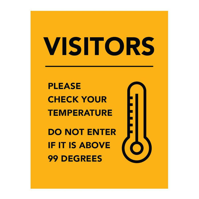 Temperature Check Stop, Rectangle Covid Business Signs Vinyl Sticker Decals-Set of 10-Andaz Press-Visitors Please Check Your Temperature-